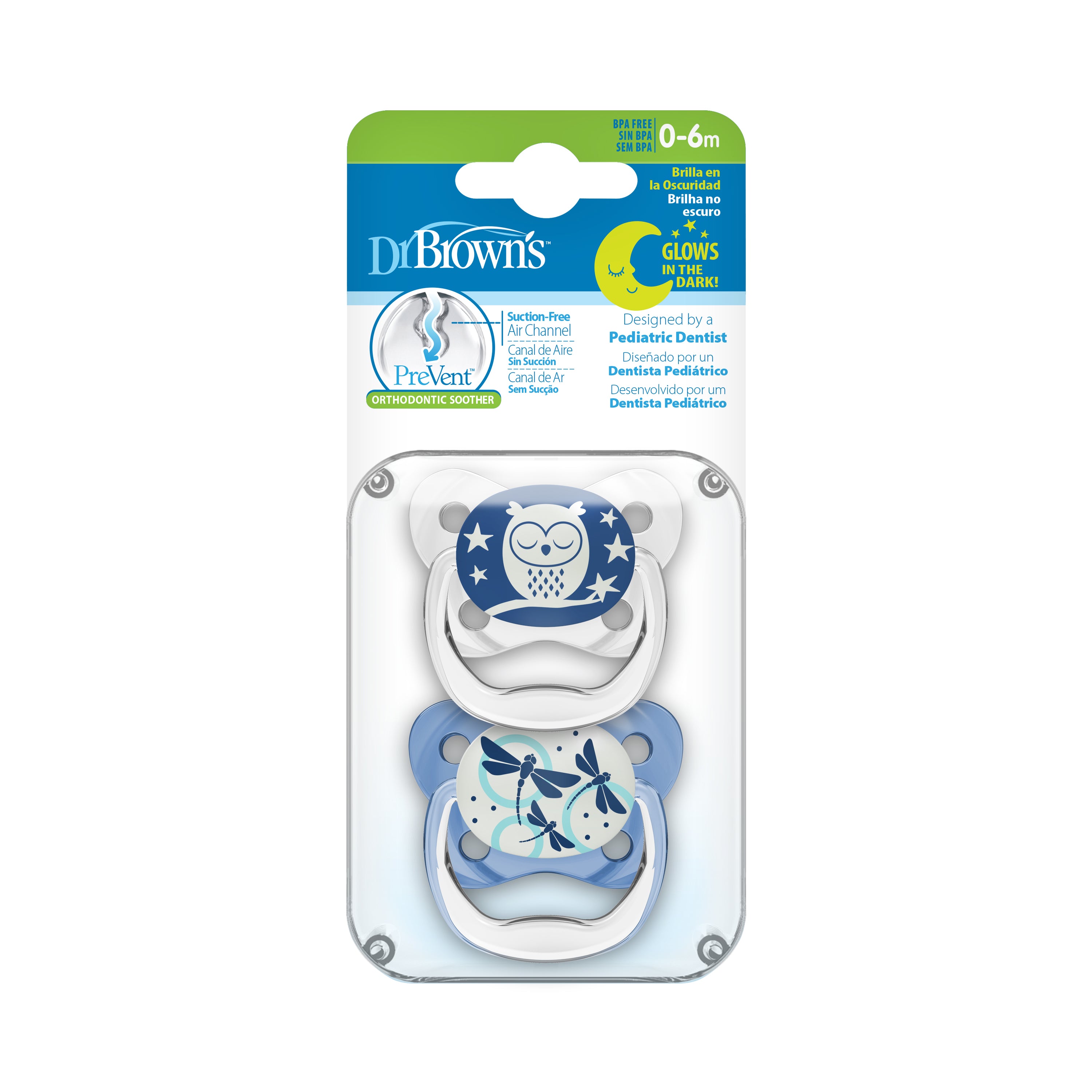 PreVent Glow in the Dark BUTTERFLY SHIELD Pacifier - 2-Pack